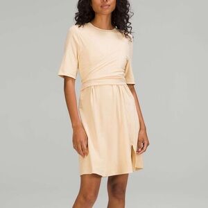 Lululemon Cotton wrap front t-shirt mini dress - Prosecco butter yellow